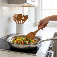 Ensemble complet d'ustensiles de cuisine en bois d'acacia 15 pièces – Spatules, cuillères et fouet de qualité supérieure pour casseroles antiadhésives et cuisson intensives