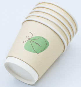 Gobelets à café jetables en papier recyclé écologique, à double paroi ondulée imprimée, avec barrière thermique et demi-manchette - Product Image 3