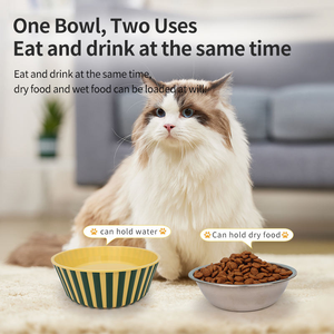 Bowl de Aço Inoxidável de Dupla Camada para Cães e Gatos, Prato de Alimentação para Animais de Estimação, Dish para Comida e Água Antiderrapante - Product Image 4