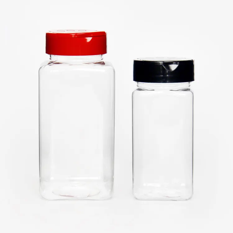 प्लास्टिक मसाला जार पालतू जड़ी बूटी पाउडर की बोतलें 4oz नमक और काली मिर्च के साथ कंटेनर 100ml पालतू मसाले प्रकार के बरतन फ्लिप शीर्ष