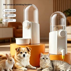 เครื่องให้น้ำอัตโนมัติพลาสติกทนทานเป็นมิตรกับสิ่งแวดล้อมสำหรับสัตว์ขนาดเล็ก น้ำหนักเบา ดีไซน์แขวนป้องกันน้ำกระเด็น ใช้ได้ทั้งในร่มและกลางแจ้ง - Product Image 2