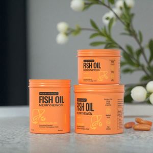 Frasco de Aluminio de Grado Alimenticio, Ecológico y de Alta Calidad con Tapa de Rosca Lisa y Logotipo Personalizado en Color para Cápsulas de Aceite de Pescado - Product Image 1