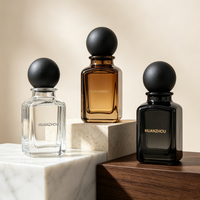 Flacon de parfum en verre ambré noir à dégradé de couleur personnalisé 30ml 50ml 100ml avec bouchon en bois, flacon pulvérisateur carré vide avec boîte