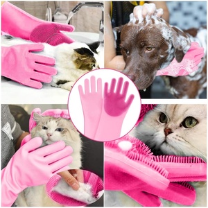 Gants de massage pour animaux de compagnie en silicone réutilisables et écologiques, brosse de toilettage pour nettoyer les poils de chiens et de chats, durable, imperméable, gant de <span class=keywords><strong>lavage</strong></span> - Product Image 6