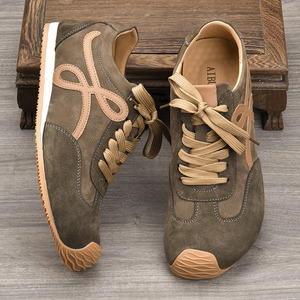 Chaussures rétro pour hommes, couleurs mélangées, bout rond, en faux daim, confortables, style décontracté - Product Image 2