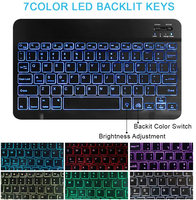 Clavier sans fil mini portable pour iPad, tablette, PC, ordinateur portable, téléphone portable, universel pour BT avec rétroéclairage, interface USB