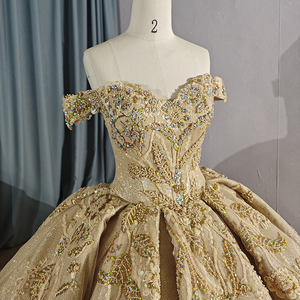 Robe de bal en dentelle dorée scintillante à manches courtes, robe de princesse pour bal de promo 6654 - Product Image 6