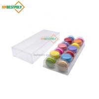 Boîte d'emballage pliable en plastique transparent pour macarons, 14 pièces, avec insert, boîte cadeau en PET transparente pour biscuits, baklava