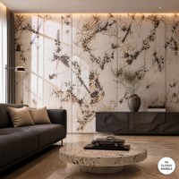 Panneau solide WPC de qualité supérieure, texture pierre jaune, pour revêtement mural intérieur de clubs et hôtels, imperméable, résistant à l'humidité et à la corrosion
