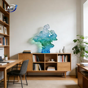 Transparent <b>Resin</b> Crystal <b>Sculpture</b> 3D Modern Creative Wave-Shaped Design Hand-Painted Durable Customizable Artwork for Living - Product Image 4