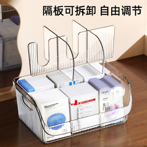 Transparent Mask Storage <b>Box</b> With Dividers Large Capacity Cosmetic Organizer Desktop Storage For <b>Makeup</b> And Skincare Products - Product Image 3