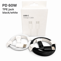 Cables de Datos USB Tipo C a Tipo C de Carga Rápida PD de 60 W y 3 A, 1 M/2 M/3 M, con Cubierta de PVC TPE Negra, Conductor de Cobre Puro, para iPhone y Android