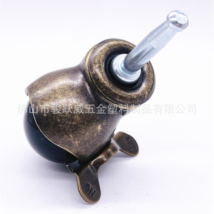 <b>Swivel</b> Ball Caster With Brake 40mm Diameter Antique Bronze PP Wheel Furniture Casters 56mm Installation Height - Product Image 3