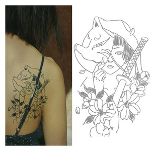 <span class=keywords><strong>Tatuaggi</strong></span> semipermanenti BXTAT con succo di genipa blu, a tema Geisha giapponese con velo e fiore, adesivi per <span class=keywords><strong>tatuaggi</strong></span>. - Product Image 4