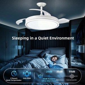 Ventilateur de plafond intelligent invisible avec lumière LED <span class=keywords><strong>et</strong></span> télécommande, moderne, DC, rétractable - Product Image 5