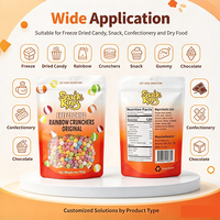 Sachet Doypack Personnalisé Imprimé avec Fenêtre Transparente, Qualité Alimentaire, Fermeture Zip pour Emballage de Bonbons Lyophilisés et Snacks