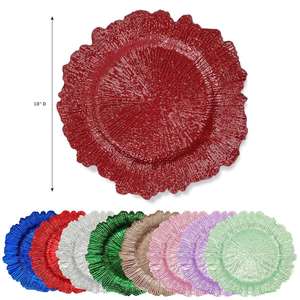 Assiettes de présentation rouges incassables de 13 pouces en plastique, motif récif, décoratives, pour la décoration de table de Noël et de fêtes - Product Image 1