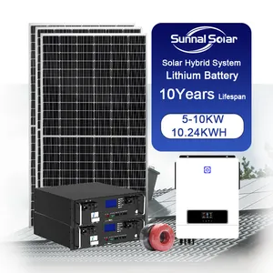 Produsen sistem energi surya 5kW, 4000W 5000W 10KW hibrida untuk rumah perumahan baterai surya penyimpanan energi sistem penuh