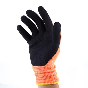 13G sarung tangan keselamatan mesin potong industri kerja dilapisi nitril hitam poliester oranye