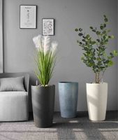 Grands Pots de Fleurs Décoratifs en Plastique Glacés pour Usage Extérieur, Forme Fleur/Plante Verte, pour Sol, Centres Commerciaux, pour Bonsaï