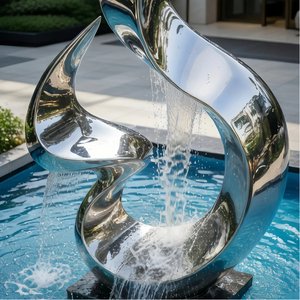Escultura de Gota de Agua Grande de Acero Inoxidable, Fuente <span class=keywords><strong>para</strong></span> Exteriores, Escultura Metálica Abstracta Moderna <span class=keywords><strong>para</strong></span> Decoración de Jardines y Paisajes de Hoteles - Product Image 4