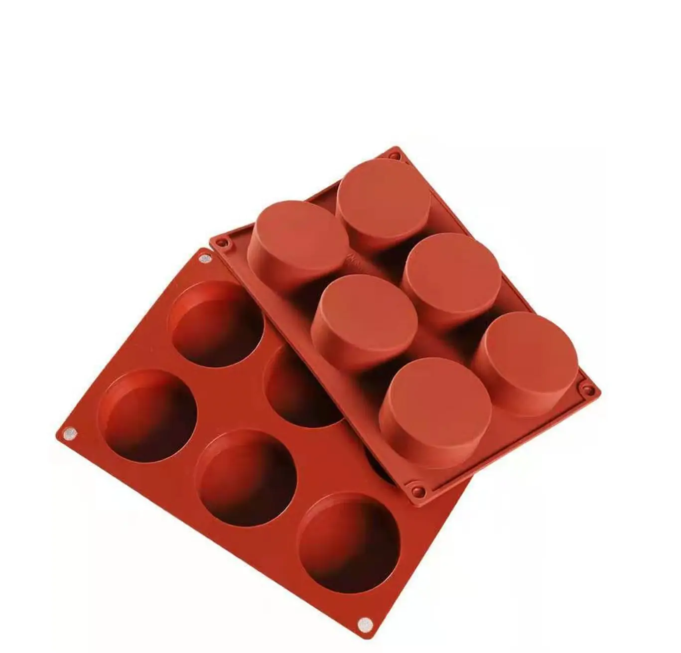 13840 6-Cavity Round Silicone Baking Molds for Cylinder Candy Jello Cake Chocolate Covered Sandwich Cookies