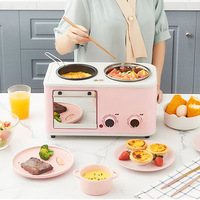 Appareil à petit-déjeuner électrique 3-en-1 multifonction Mini grille-pain Poêle à frire antiadhésive Contrôle numérique Utilisation de l'hôtel Sandwich