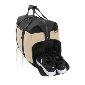 2024 Trendy Popular Canvas Light Weight Sport Unisex Gym With Shoe Compartment Pocket Shoulder Strap Duffel Tote Travel OEM Bag