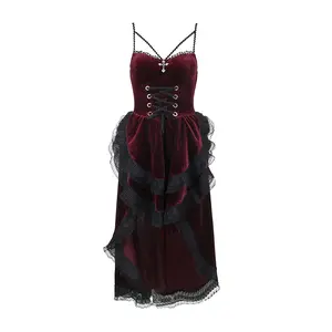 Burgundy Purple Black Dark Romantic Trad Gothic Velvet Witch Vampire Cottage Core Outfit Goth Women Clothing