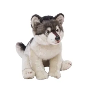 Dropshipping Cuddly Wolf Plush Toy Lifelike Soft Stuffed Animal Adorable Plushy Kids Doll Fluffy Birthday Gifts for Children Boy