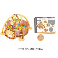 Vente en gros de piscine à balles pliable 5 en 1 en tissu avec 30 balles, tapis d'activités musicales pour bébé