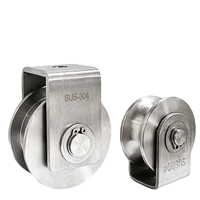 Rouleau de porte coulissante en acier inoxydable 304 à double roulement, en forme de U, V, H, robuste, silencieux, avec support de courroie, pièces de quincaillerie épaissies