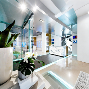 High-End Eyewear Experience Space: Matte Lacquer Panels with Custom Solid Wood Display Cabinets- Factory One-Stop Service