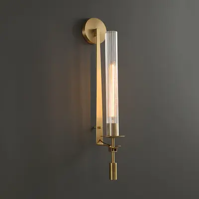 Res toration Hard ware Light Luxury Solid Brass Bedroom Wall Lights Glass Wall Lamps Wall Mounted