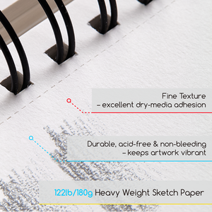 Meeden 9x12 Sketchbook giấy Pad: 122lb/180gsm xoắn ốc ràng buộc nghệ thuật Phác thảo Cuốn sách với DIY bìa-60 tờ nặng trọng lượng - Product Image 6