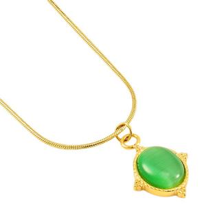 ZOGXIN Natural Stone Pendant Necklace Gold Chain Green And White Stone Bezel Setting Everyday Wear Women's Jewelry - Product Image 5
