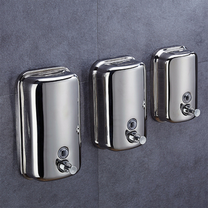 HF Wholesales Distributeurs de <span class=keywords><strong>savon</strong></span> liquide muraux en acier inoxydable SUS304 1L/1000ml avec pompe en laiton brossé pour hôtels - Product Image 2