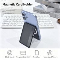 Étui magnétique N52 pour cartes, design à rabat, support de téléphone 2 cartes, noir translucide, logo personnalisé, accessoires de téléphone portable en gros pour iPhone