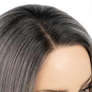 Wig Yahudi Balayage Pirang Abu Mewah dengan Lace Prancis Transparan, Rambut Remy Eropa Pirang Berakar, Sheitel Wanita Double Drawn - Product Image 3