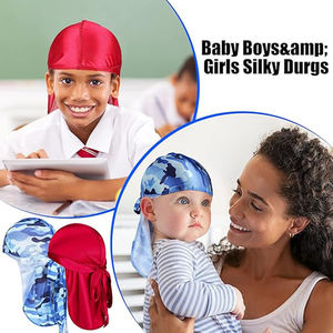 定制徽标儿童户外丝质超长尾头巾 Durag Doo Rags 设计师缎面波浪头巾 男孩女孩婴儿幼儿 - Product Image 5