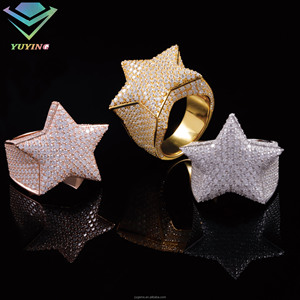 Anillo de estrella en oferta, con diamante moissanita VVS, chapado en oro sobre plata de ley 925, pasa el test de diamante, certificado GRA, unisex, estilo hip-hop, ideal para regalo. - Product Image 6