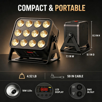 Projecteur PAR sans fil 12x16W rechargeable RGBWA+UV, lumière de scène avec contrôle APP DIY couleur, télécommande DMX512, éclairage d'ambiance pour événements et spectacles DJ | YSH