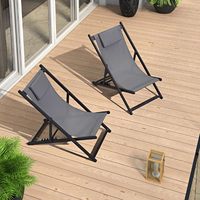 Chaise longue pliante d'extérieur pour patio, chaise inclinable réglable avec tissu Teslin pour jardin, bord de piscine, plage
