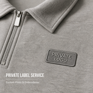 Felpa Polo con Mezza Zip Personalizzabile, 350gsm, Pesante, Stile Retrò, in Misto Cotone Spesso, <span class=keywords><strong>Senza</strong></span> <span class=keywords><strong>Cappuccio</strong></span>, Vendita all'Ingrosso - Product Image 4