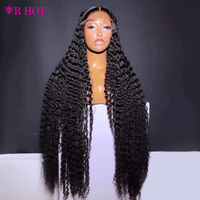 Perruques en cheveux humains bouclés birmans de 38-40 pouces, avec fermeture en dentelle HD 5x5, ondulations profondes, frontale en dentelle 13x4, sans colle, pour femmes noires