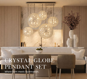 Lámpara de araña de cristal multiglobo con acabado plateado y marco rectangular para isla de cocina o comedor. - Product Image 6