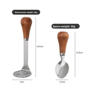 Praktische driedelige aardappelpuree-<span class=keywords><strong>set</strong></span> met dikke houten handgrepen, Instagram-stijl, verdikte roestvrijstalen aardappelpuree-pers, kaas - Product Image 4