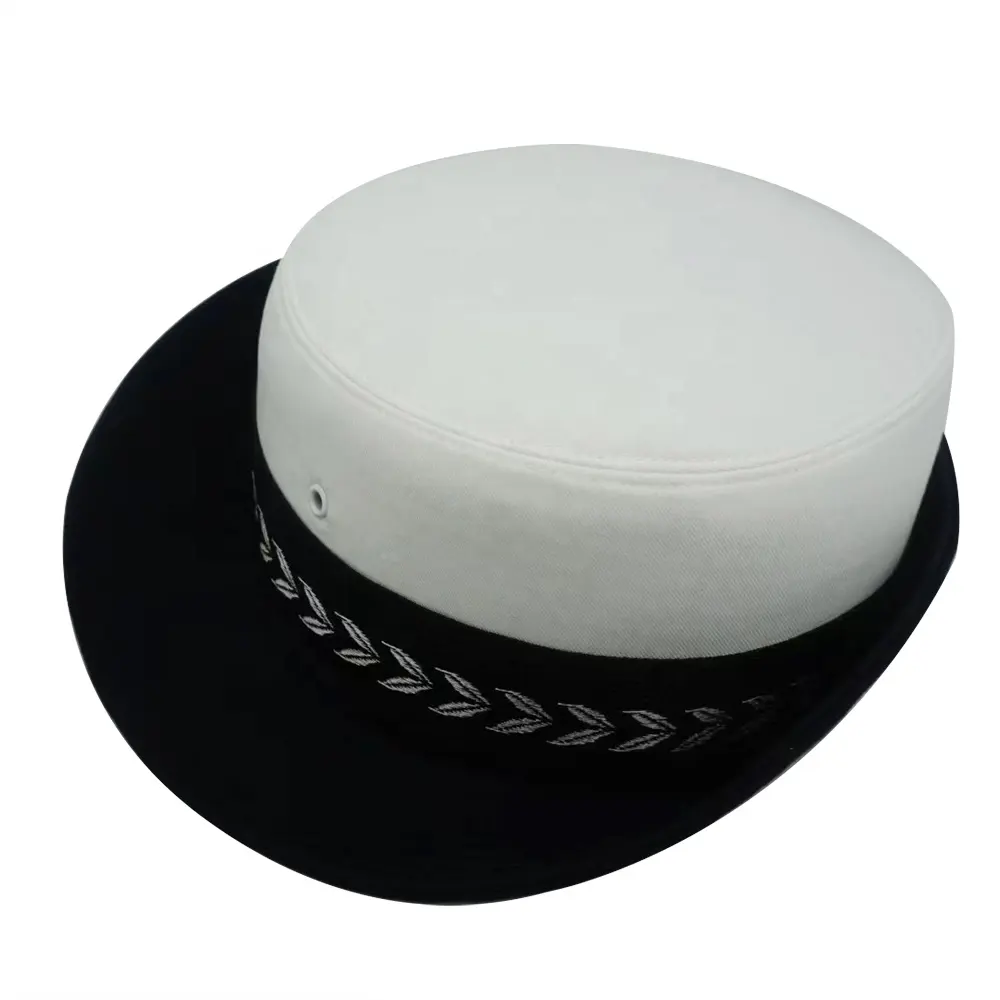 के महिला पहनने पार्टी टोपी अनुकूलित सफेद घुंघराले brimmed कैप्स के साथ वर्दी टोपी कशीदाकारी