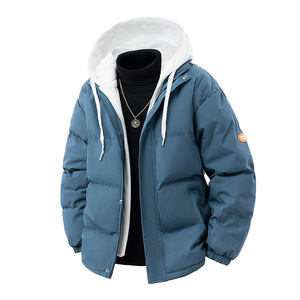 Logo personnalisé faux-deux pièces matelassé manteau d'hiver lâche épais chaud polaire rembourré à capuche pour adolescent enfants unisexe - Product Image 6