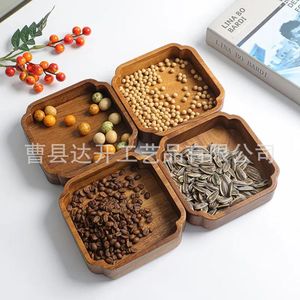 Solid Wood <b>Storage</b> <b>Tray</b> 4 Compartment Irregular Shape Multifunctional For Snacks Coffee Beans Nuts Jewelry - Product Image 1